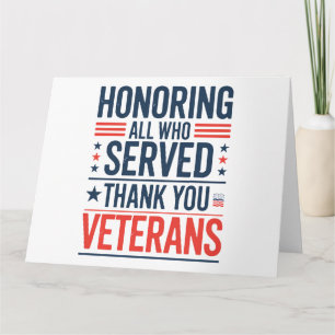 Carte Honorer tous ceux qui ont servi Merci Veterans Day