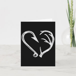 Carte Hook Antler Coeur Love Pêche Chasse Poisson Deer H