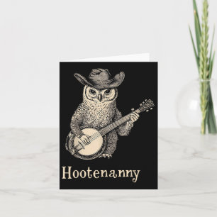 Carte Hootenanny Owl Jouer Banjo Country Owl Banjo Gui