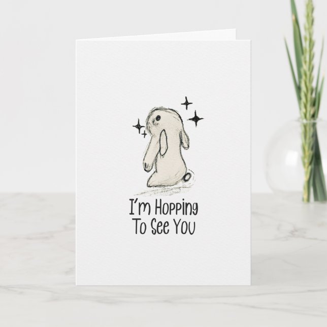 Carte Hopping To See You Soon Bunny Kids Card (Devant)