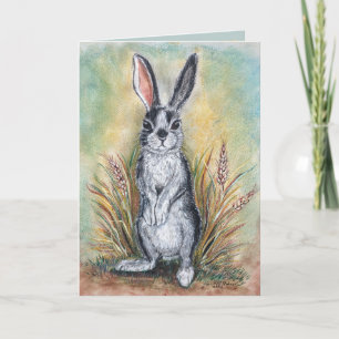 Carte Hoppy Anniversaire Rabbit Peinture Art mignon anim