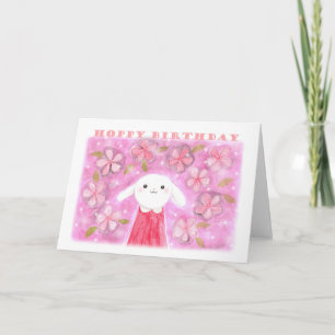 Carte Hoppy Birthday Cute Bunny Rabbit assez doux