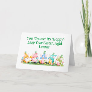 Carte "Hoppy" Leap Année Gnomes de Pâques Bunnies Grenou
