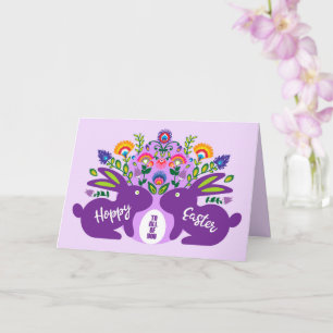 Carte Hoppy Pâques à vous tous, folklore Texte personnal