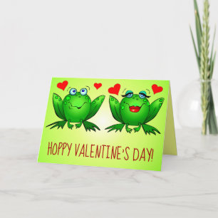 Carte Hoppy Valentines Day Fun mignon Cartoon Frogs Coeu