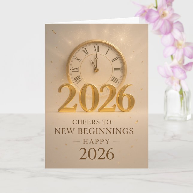 Carte Horizons Dorés – Nouvel An 2026 (Orchidée)