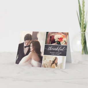Carte Horizontal Rustic mariage merci photo collage