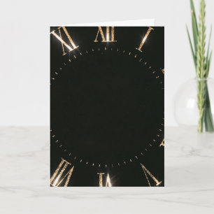 Carte Horloge Chiffres Romains Noir Or Nouvel An