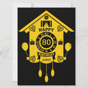Carte Horloge de Cuckoo Joyeux 80e anniversaire