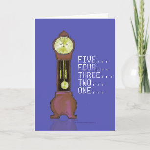 Carte Horloge grand-père dormant/s'éveillant Nouvel An