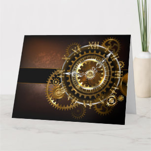 Carte Horloge Steampunk avec des engrenages anciens