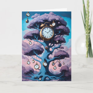 Carte Horloges surréalistes dans l'arbre Anniversaire ta