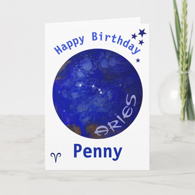 Carte Horoscope Aries, Carte Anniversaire (Devant)