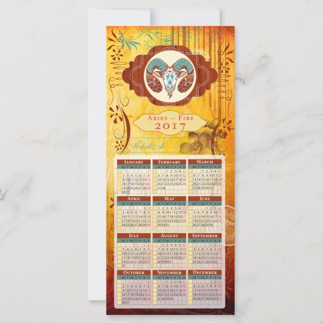 Carte Horoscope Calendrier 2017 ~ Aries (Devant)