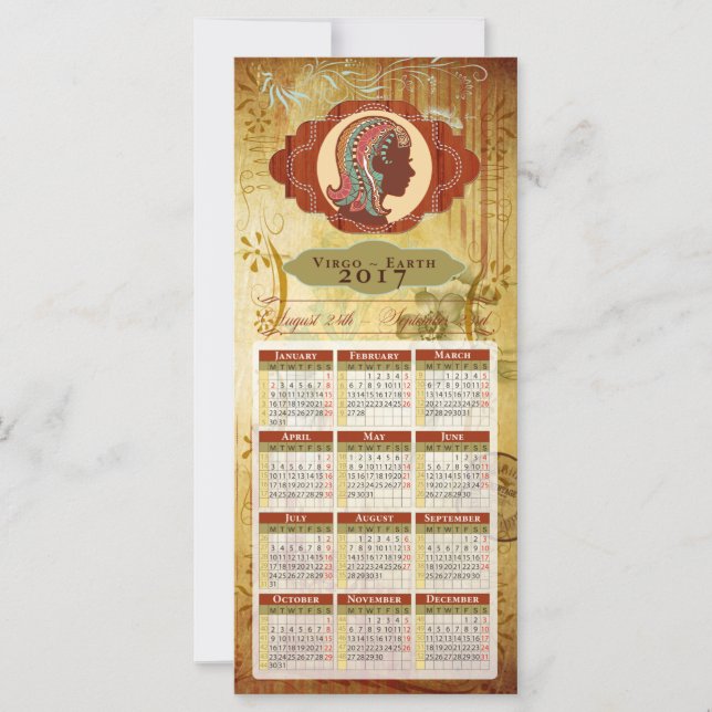 Carte Horoscope Calendrier 2017 ~ Virgo (Devant)