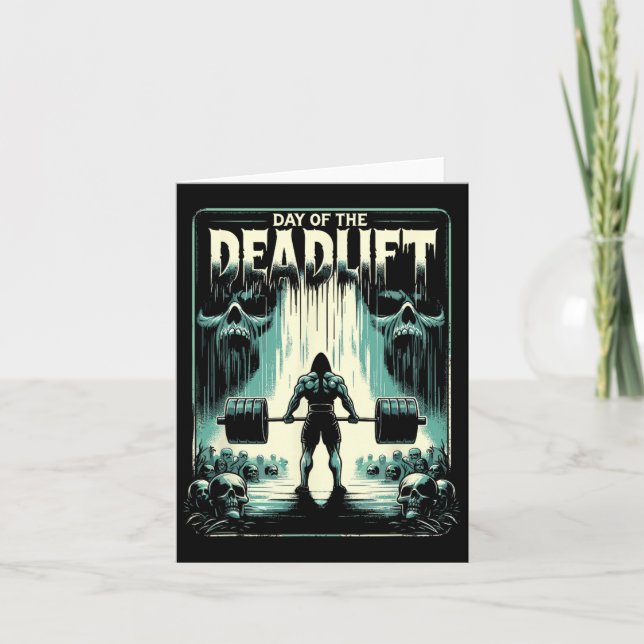 Carte Horreur Deadlift entraînement Bodybuilder (Devant)