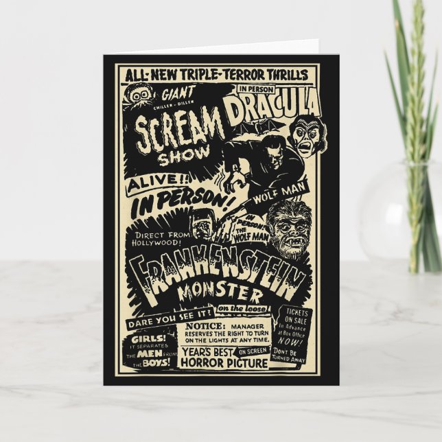 Carte Horror Movie Monster Mummy Dracula Werewolf Franke (Devant)