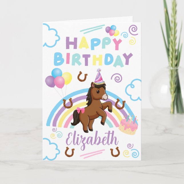 Carte Horse Birthday Card in White (Devant)