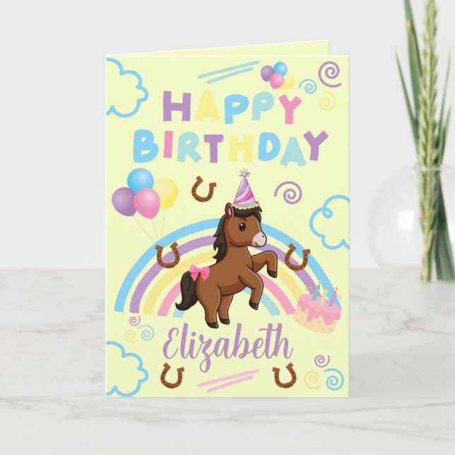 Carte Horse Birthday Card in Yellow (Devant)