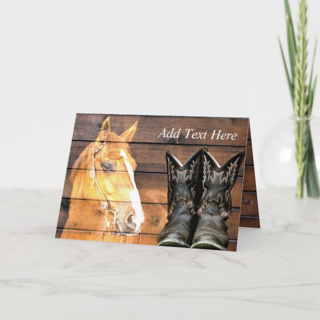 Carte Horse Cowboy Boots Rustic Barque (Devant)