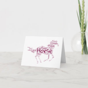 Carte Horse Word Cloud Design unique en Maroon BLANK