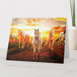 Carte Horses at sunset throw pillow
