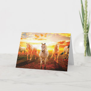 Carte Horses at sunset throw pillow