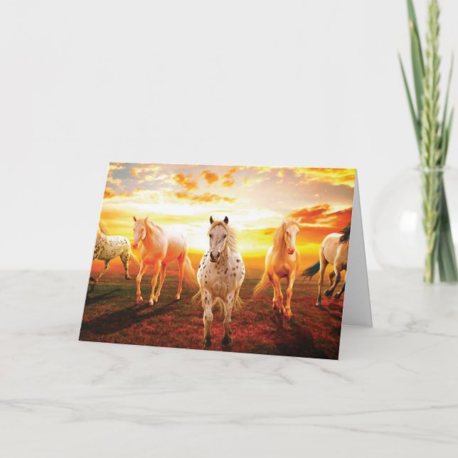 Carte Horses at sunset throw pillow (Devant)