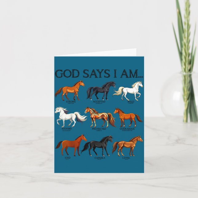 Carte Horses God Says I Am Cute Christian Girl Teen Bibl (Devant)