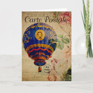 Carte Hot Air Balloon Vintage French Postcard Card