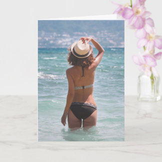 Carte Hot Bikini épingle fille photo Grey Card