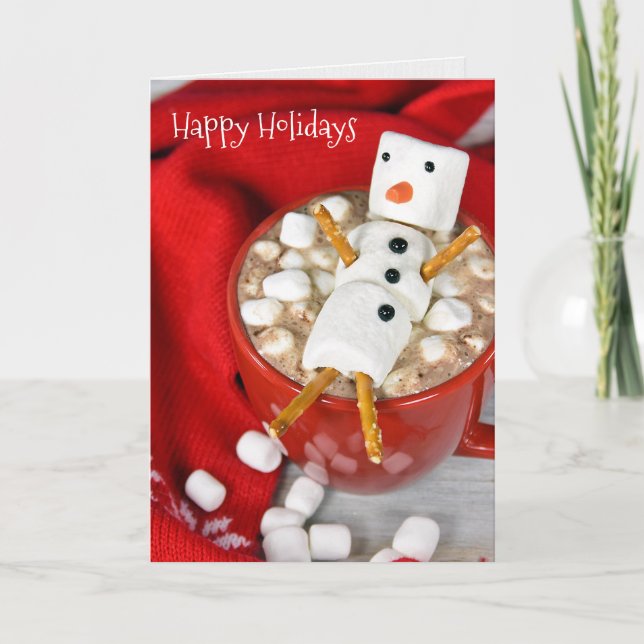Carte Hot Chocolate Snowman with scarf (Devant)