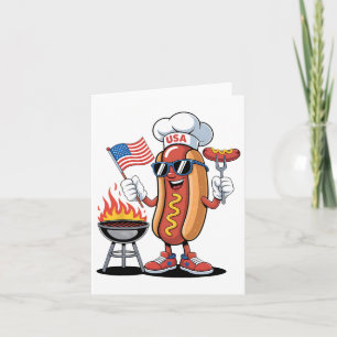 Carte Hot Dog 4 juillet Funny Patriotic Bbq Hot Dog Us
