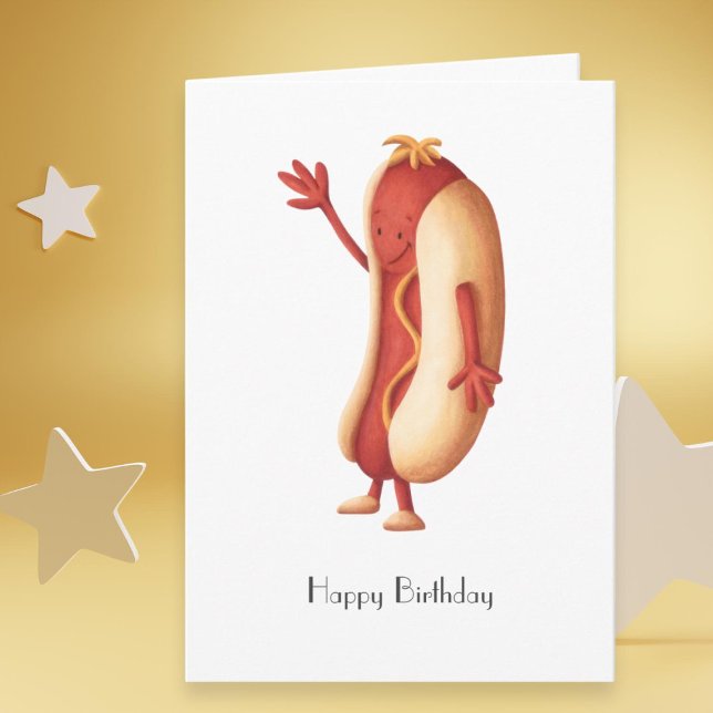 Carte Hot Dog avec moutarde Joyeux anniversaire Personna (Créateur téléchargé)