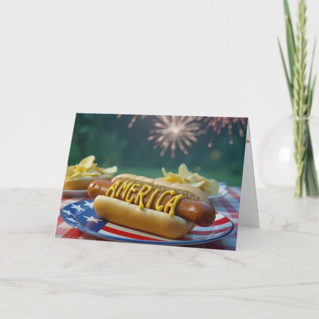 Carte Hot Dog et Feu d'Artifice du 14 Juillet (Devant)