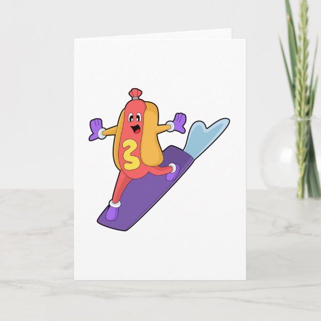 Carte Hotdog en snowboardeur avec son snowboard (Devant)