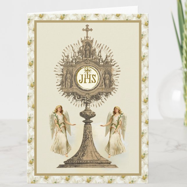 Carte Hôte eucharistique catholique avec Angels Lys blan (Créateur téléchargé)