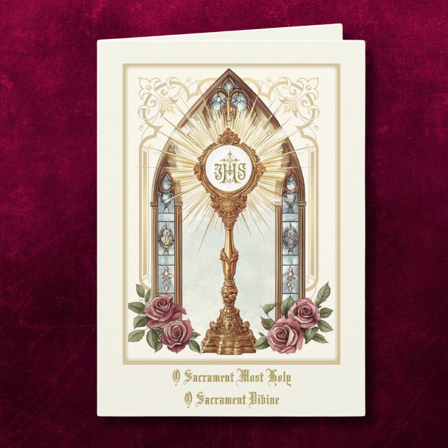 Carte Hôte eucharistique catholique Monstrance d'or Rose (Créateur téléchargé)