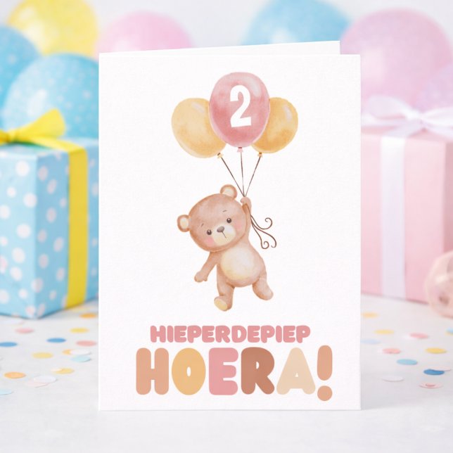 Carte Hou hou Teddy l'ours Ballons Anniversaire (Créateur téléchargé)