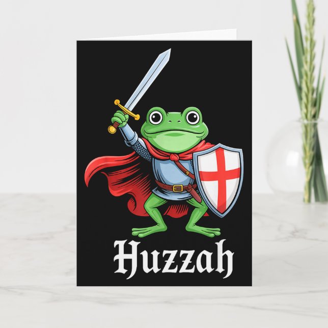 Carte Hourra Chevalier Grenouille Citation Drôle d'Épée  (Devant)