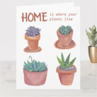 Houseplants Cactus Happy New Home Aquarelle