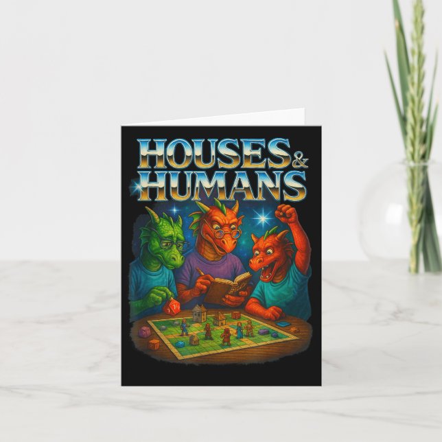 Carte Houses And Humans Funny Gaming Rpg Gamers Men Wome (Devant)