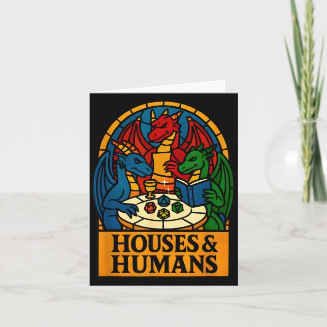 Carte Houses And Humans Funny Rpg Nerdy Gamers Men Women (Devant)