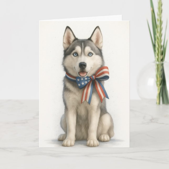 Carte Housse d'ordinateur patriotique pour chien Husky d (Devant)