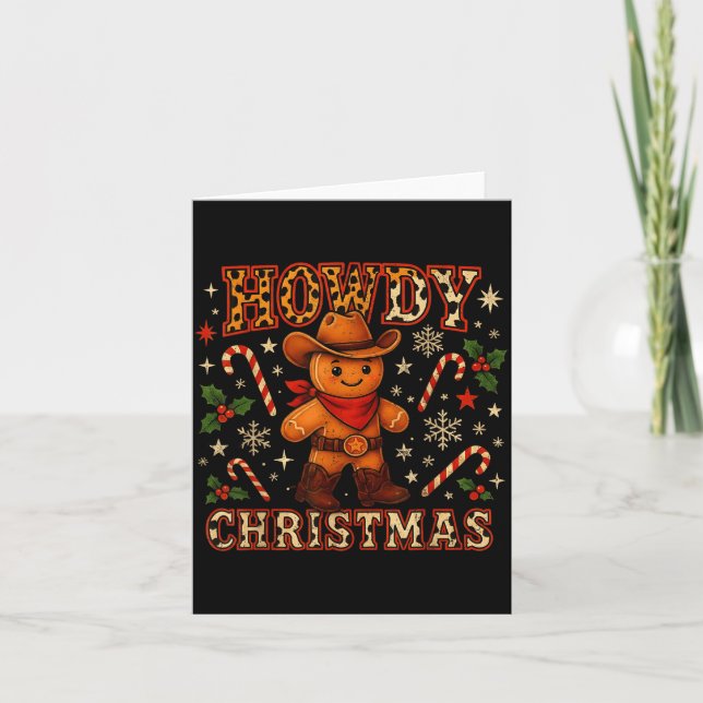 Carte Howdy Christmas Cowboy Gingerbread Design  (Devant)