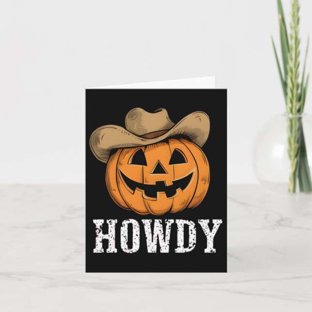 Carte Howdy Citrouille Vintage Cowboy Western  (Devant)