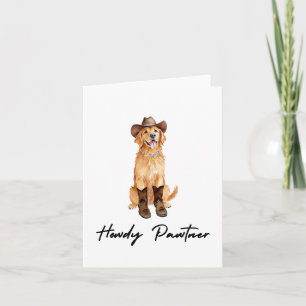 Carte Howdy Pawtner Golden Retriever Aquarelle
