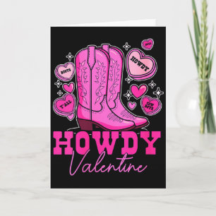 Carte Howdy Valentine pour femmes _ Bottes de cowboy ros
