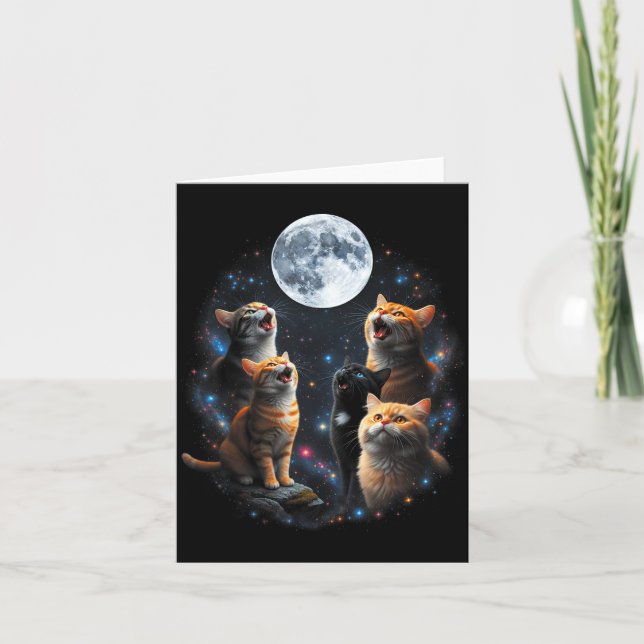 Carte Howling Cats Full Moon Starry Sky Galaxy Cosmic An (Devant)