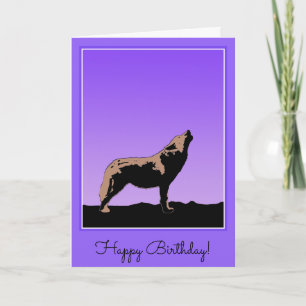 Carte Howling Wolf at Sunset - Art faunique original